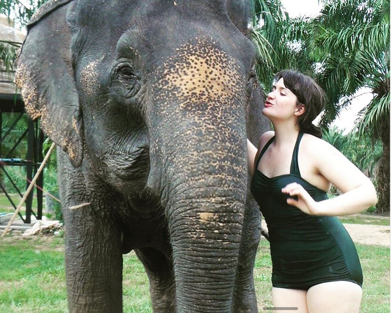 kissing an elephant